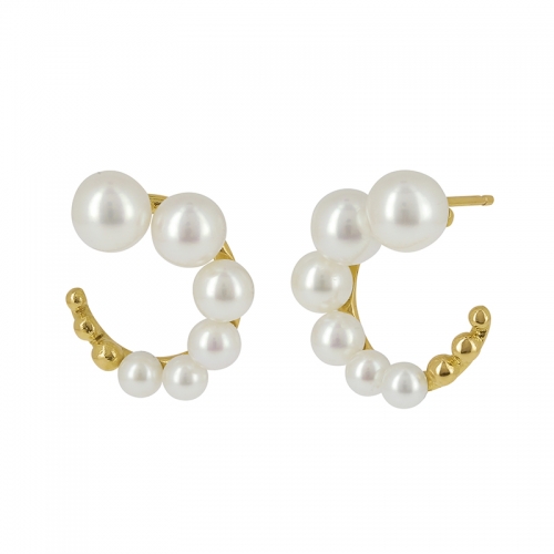 Boucles d'oreilles or blanc et perles de culture