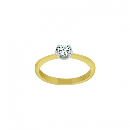 Solitaire - Or blanc et jaune, diamant 0,30 ct