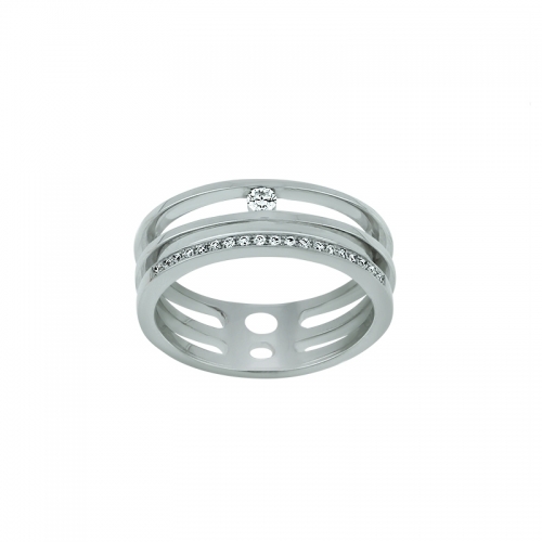 Bague - Or blanc, diamants