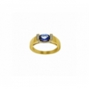 Bague - Or jaune, saphir, diamants