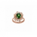 Bague - Or rose, tourmaline verte, diamants