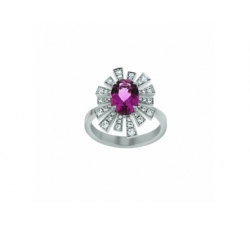 Bague - Or blanc, tourmaline rose, diamants