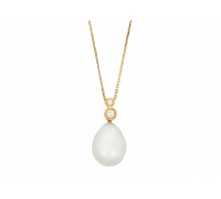 Collier - Or jaune, perle akoya, diamants