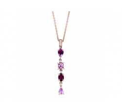 Collier - Or rose, diamants, saphir rose, rubis