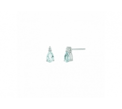 Boucles d'oreilles - Or blanc, aigue marine, diamants