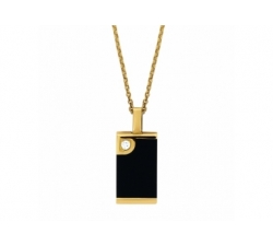 Collier - Or jaune, résine noire, diamant